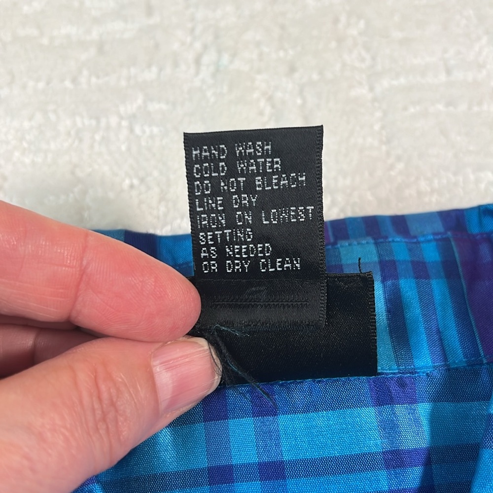 Notations silk blue purple plaid sleeveless collared button down blouse L - Picture 3 of 6